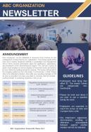 One Page Newsletter With Schedule Template Presentation Report Infographic PPT PDF Document