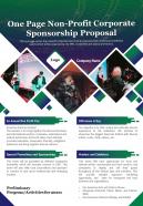 One page non profit corporate sponsorship proposal presentation report infographic ppt pdf document