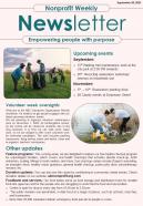 One Page Nonprofit Newsletter Presentation Report Infographic Ppt Pdf Document