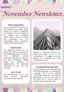 One Page November Newsletter Template Presentation Report Infographic Ppt Pdf Document
