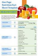 One page nutrition fact sheet template presentation report infographic ppt pdf document