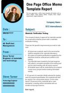 One page office memo template report presentation report infographic ppt pdf document