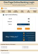 One page online banking login presentation report infographic ppt pdf document
