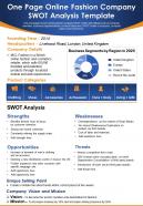 One Page Online Fashion Company Swot Analysis Template Presentation Report Infographic PPT PDF Document