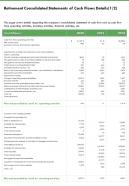 One page pension plans consolidated cash flow statements template 354 ppt pdf document