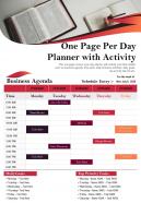 One Page Per Day Planner With Activity Presentation Report Infographic Ppt Pdf Document