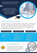 One page personal statement for scholarship for financial aid presentation report infographic ppt pdf document