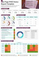 One Page PMO Status Report Template Presentation Infographic PPT PDF Document