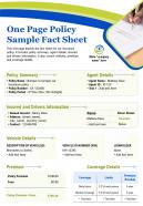 One page policy sample fact sheet presentation report infographic ppt pdf document