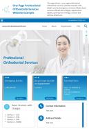 One page professional orthodontal services website example presentation report infographic ppt pdf document