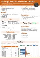 One page project charter with timeline presentation report infographic ppt pdf document
