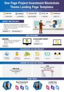 One page project investment blockchain theme landing page templates report ppt pdf document
