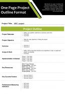 One page project outline format presentation report infographic ppt pdf document