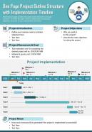 One page project outline structure with implementation timeline report ppt pdf document