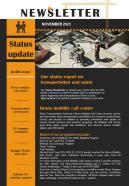 One Page Project Status Update Newsletter Presentation Report Infographic Ppt Pdf Document
