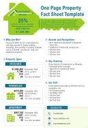 One page property fact sheet template presentation report infographic ppt pdf document