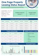 One Page Property Leasing Status Report Presentation Infographic Ppt Pdf Document