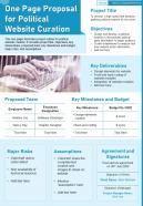 One page proposal for political website curation presentation report infographic ppt pdf document