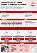 One Page Proposal For Political Website Designing And Development Report Infographic PPT PDF Document