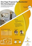 One page proposal for residential site development presentation report infographic ppt pdf document