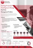 One page proposal for travel agency to manage real data management problem report infographic ppt pdf document