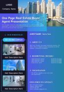 One page real estate buyer agent presentation report infographic ppt pdf document