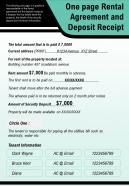 One page rental agreement and deposit receipt presentation report infographic ppt pdf document