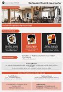 One Page Restaurant Food Newsletter Template Presentation Infographic Ppt Pdf Document