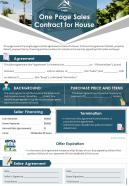 One Page Sales Contract For House Presentation Report Infographic PPT PDF Document
