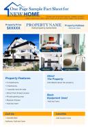 One page sample fact sheet for new home presentation report infographic ppt pdf document