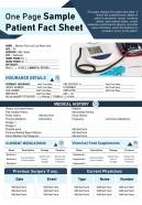 One page sample patient fact sheet presentation report infographic ppt pdf document