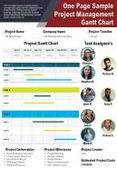 One Page Sample Project Management Gantt Chart Presentation Report Infographic PPT PDF Document