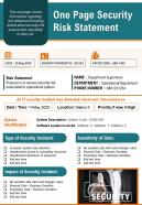 One page security risk statement presentation report infographic ppt pdf document
