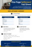 One page settlement fact sheet presentation report infographic ppt pdf document