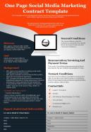 One page social media marketing contract template presentation report infographic ppt pdf document