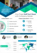 One page staff fact sheet with company details presentation report infographic ppt pdf document