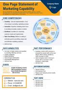 One page statement of marketing capability presentation report infographic ppt pdf document