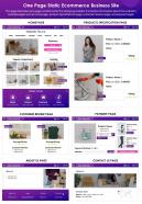 One page static ecommerce business site presentation report ppt pdf document
