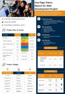 One page status report for a web development project presentation infographic ppt pdf document