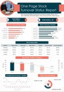 One Page Stock Turnover Status Report Presentation Infographic Ppt Pdf Document
