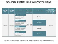 One page strategy table with varying rows