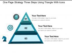 One Page Strategy Three Steps Using Triangle With Icons