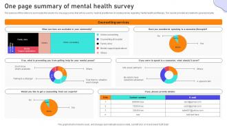 One Page Summary Of Mental Health Survey SS