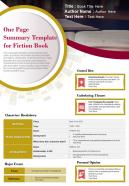 One page summary template for fiction book presentation report infographic ppt pdf document