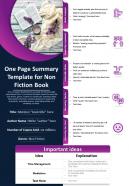 One page summary template for non fiction book presentation report infographic ppt pdf document