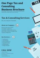 One page tax and consulting business brochure presentation report infographic ppt pdf document