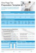 One Page Tax Preparation Template Presentation Report Infographic PPT PDF Document