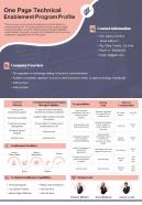 One Page Technical Enablement Program Profile Presentation Report Infographic PPT PDF Document