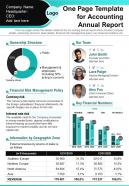 One Page Template For Accounting Annual Report Presentation Report Infographic Ppt Pdf Document