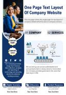 One page text layout of company website presentation report infographic ppt pdf document